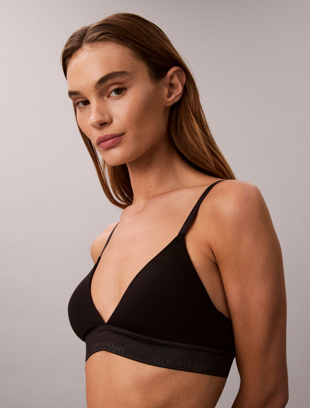 Lightly Lined Triangle Bralette - Icon Cotton Modal, Black, hi-res