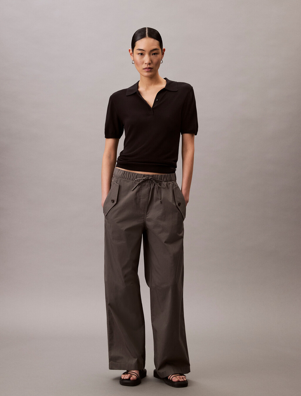 Cotton Twill Cargo Pants, Gunmetal, hi-res