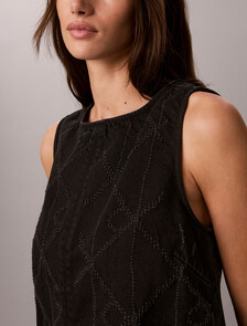 All-Over Logo Denim Mini Dress, CK WORN BLACK, hi-res