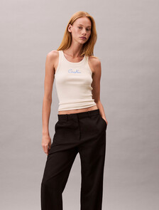 Rib Knit Tank Top, Bone White, hi-res