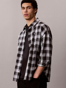 Relaxed Cotton Shirt, Black, hi-res