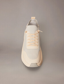 Mesh Chunky Runner Sock Trainers, Vaporous White/Light Cashew, hi-res