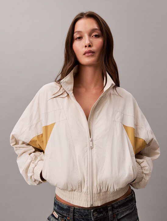 Cropped Colour Block Nylon Jacket