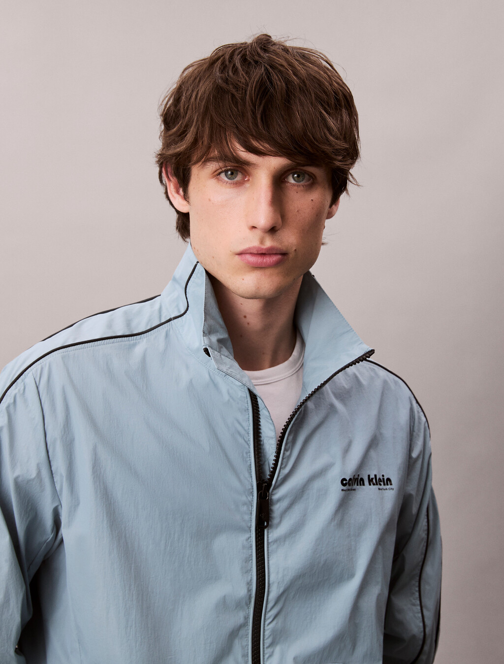 Nylon Track Jacket, Stone Blue, hi-res