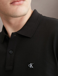 Ck 徽章修身光滑棉質 Polo 衫, Ck Black, hi-res