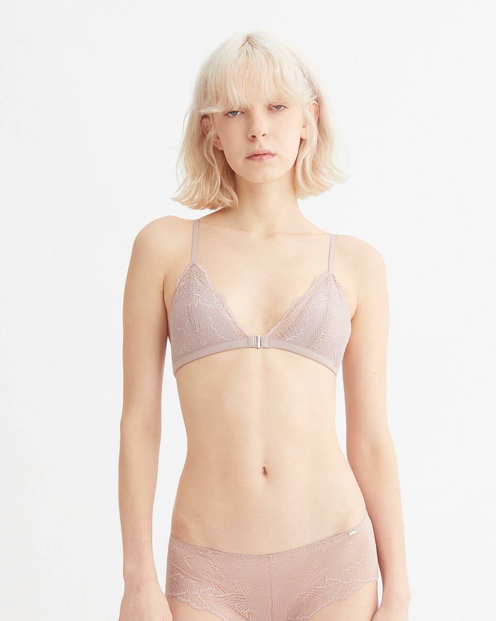 Lace Lightly Lined Triangle Bra, Gray Rose, hi-res