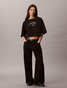 Logo Cropped T-Shirt, Black, hi-res