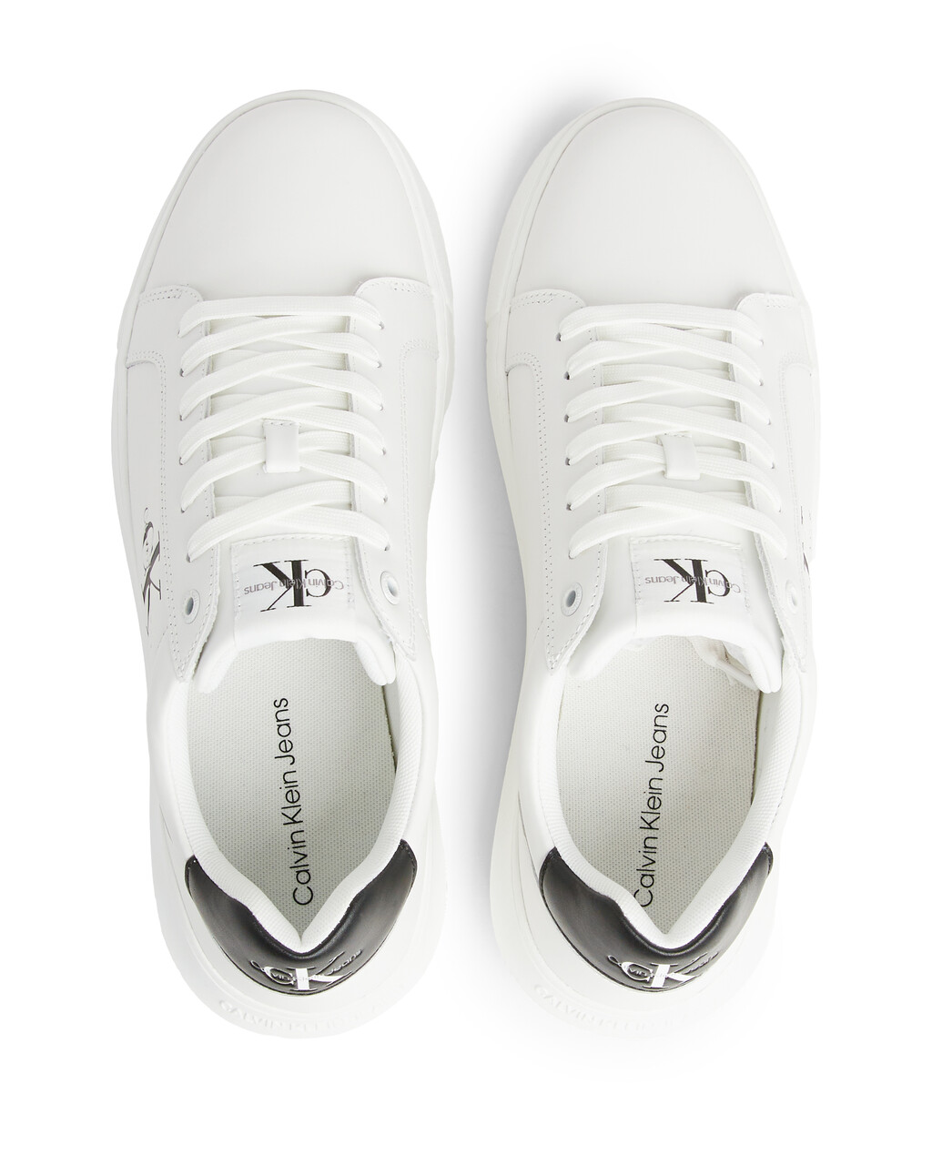 Leather Trainers, White/Black, hi-res