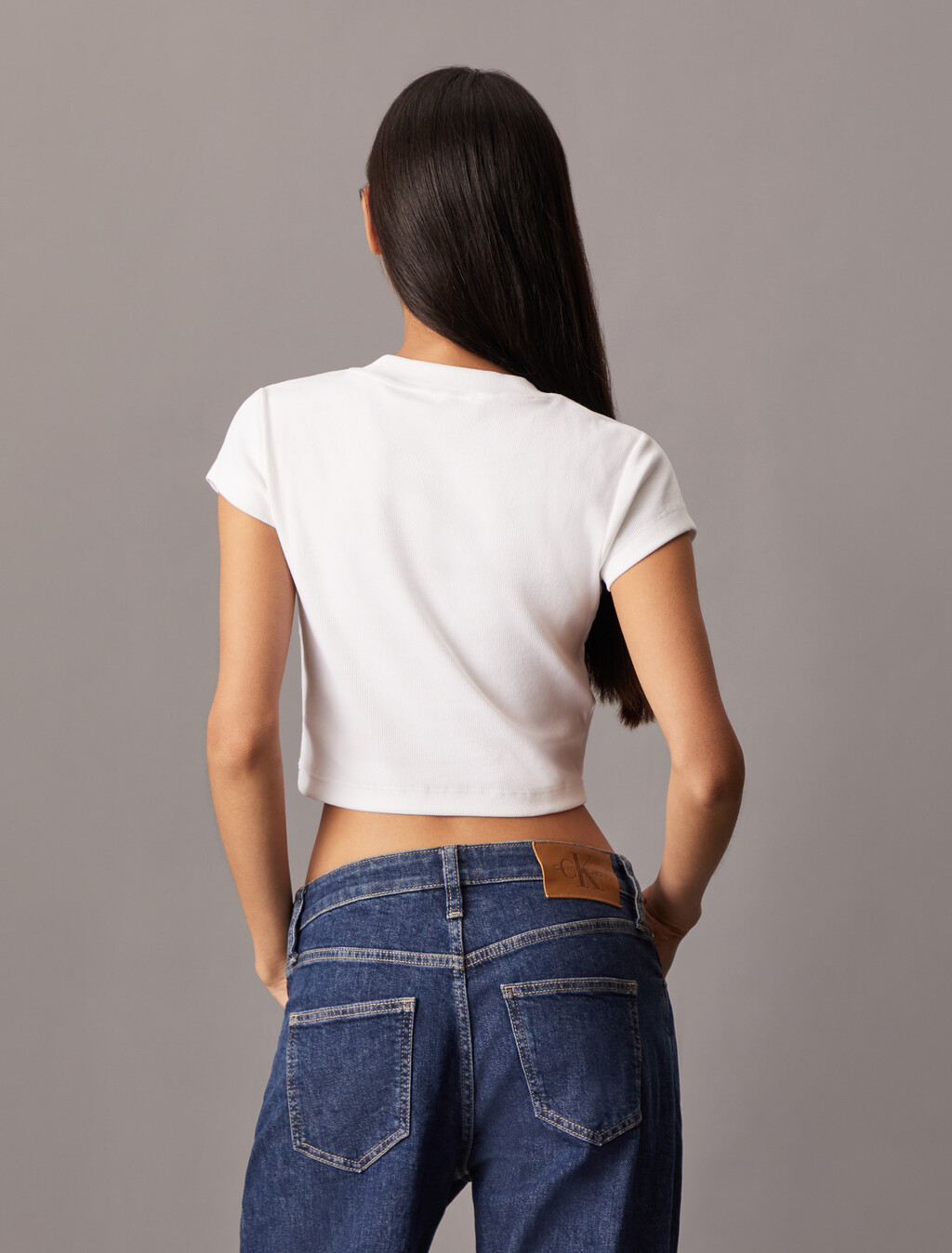 Monogram 貼身羅紋針織 T 裇, Bright White, hi-res