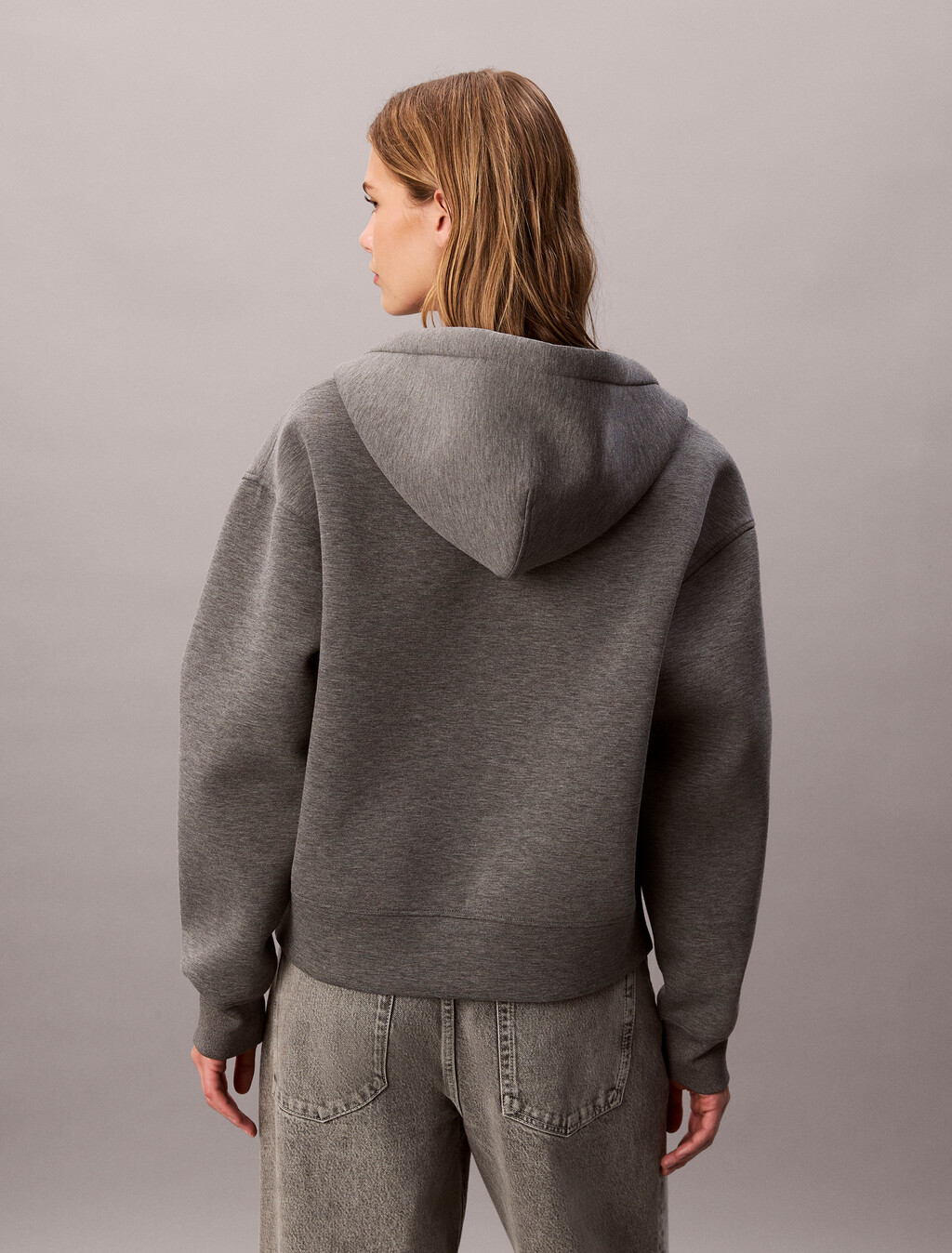 Oversized  Jersey Zip Up Hoodie, Med Grey Heather, hi-res