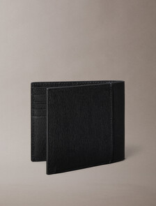 Saffiano 皮革零錢對摺式銀包, Black, hi-res