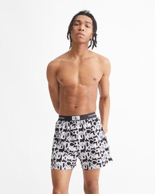 CALVIN KLEIN 1996 梭織棉質平角內褲, NEON LIGHTS LOGO PRINT_BLACK, hi-res