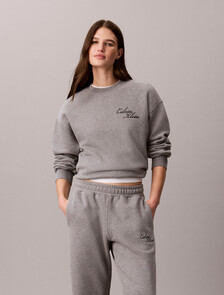 Cotton Fleece Bubble Hem Sweatshirt, Medium Grey Heather, hi-res