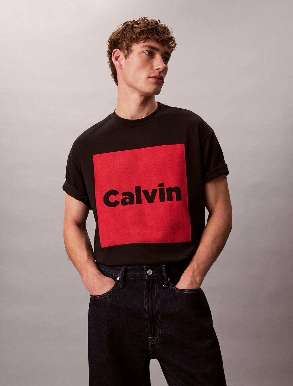 Logo Box Graphic Relaxed T-Shirt, Black, hi-res