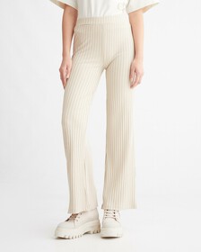 Elongated Rib Knit Pants, Classic Beige, hi-res