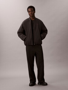 Nylon Bomber Jacket, Black, hi-res