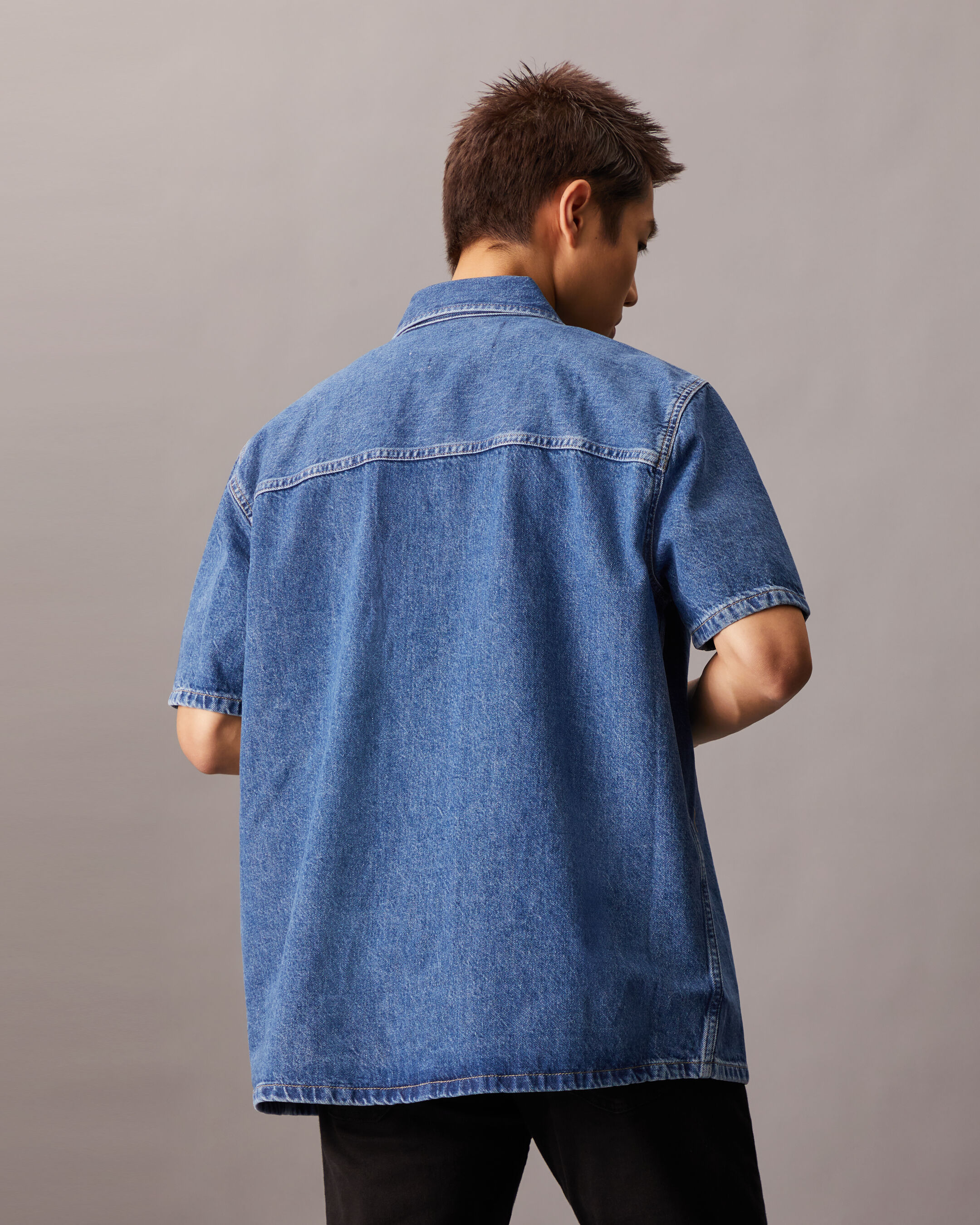 Denim Short Sleeve Shirt | blue | Calvin Klein Hong Kong