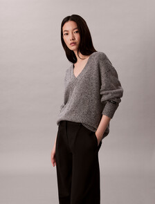 Chunky Relaxed V Neck Sweater, Stoneflag, hi-res
