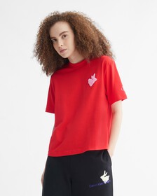 YEAR OF THE RABBIT FLOCKED APPLIQUE TEE, FLAME SCARLET, hi-res