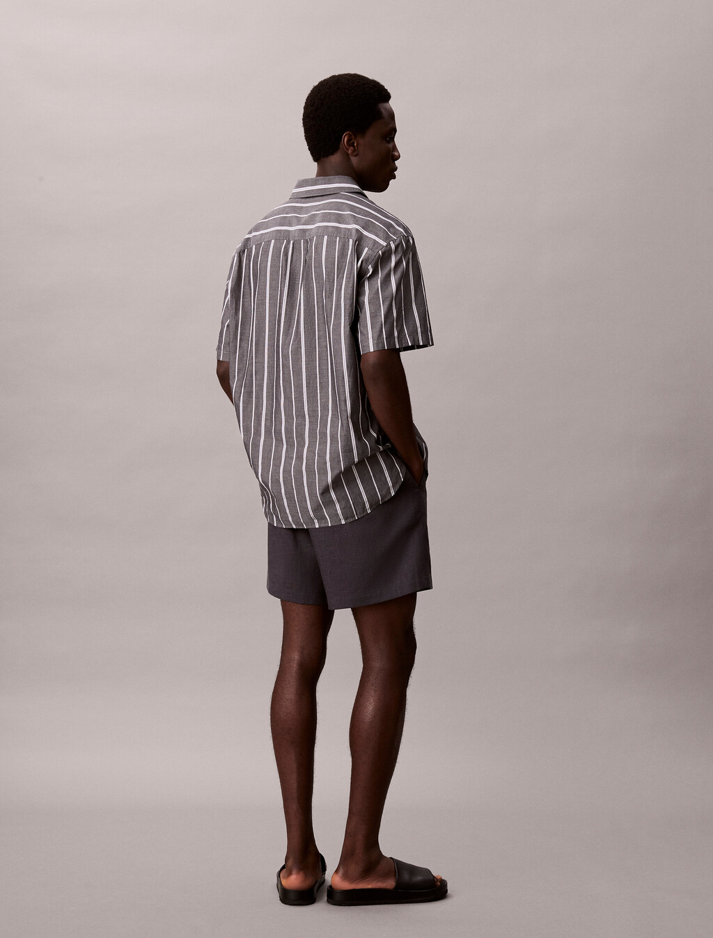 Linen Blend Pull-on Shorts, Ebony, hi-res