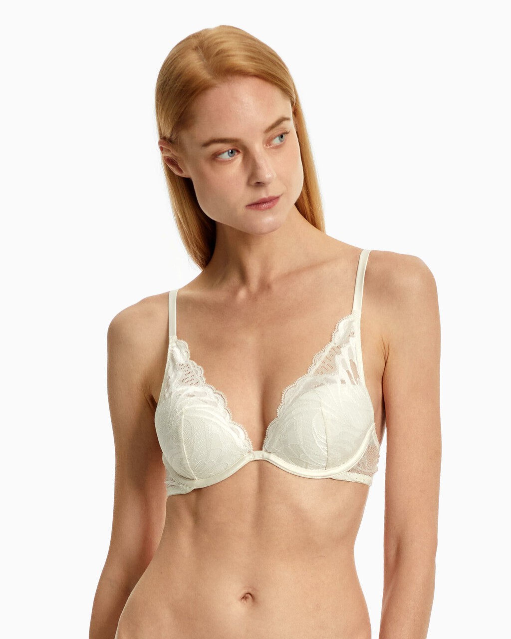 CK Black Bridal Lightly Lined Plunge Bra, Ivory, hi-res