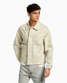 STANDARDS UNBLEACHED MARBLE DYE CONCEALED PLACKET JACKET, UNBLEACHED MARB, hi-res