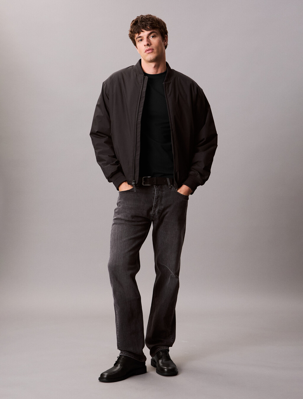 Stretch Cotton Slim Tee, Black, hi-res