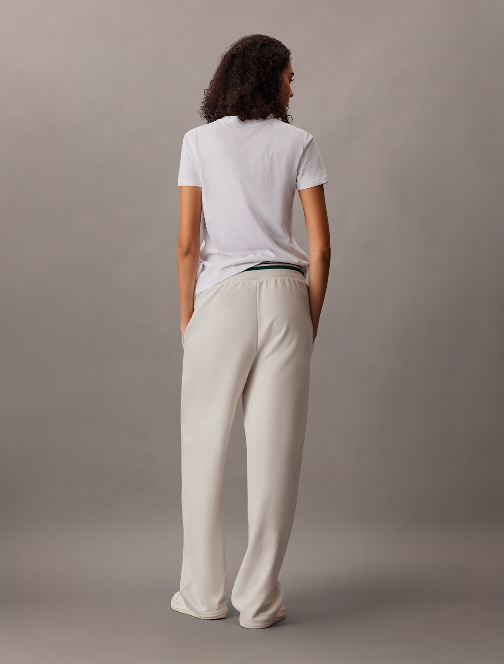 棉質毛圈直筒運動褲, Chalk, hi-res