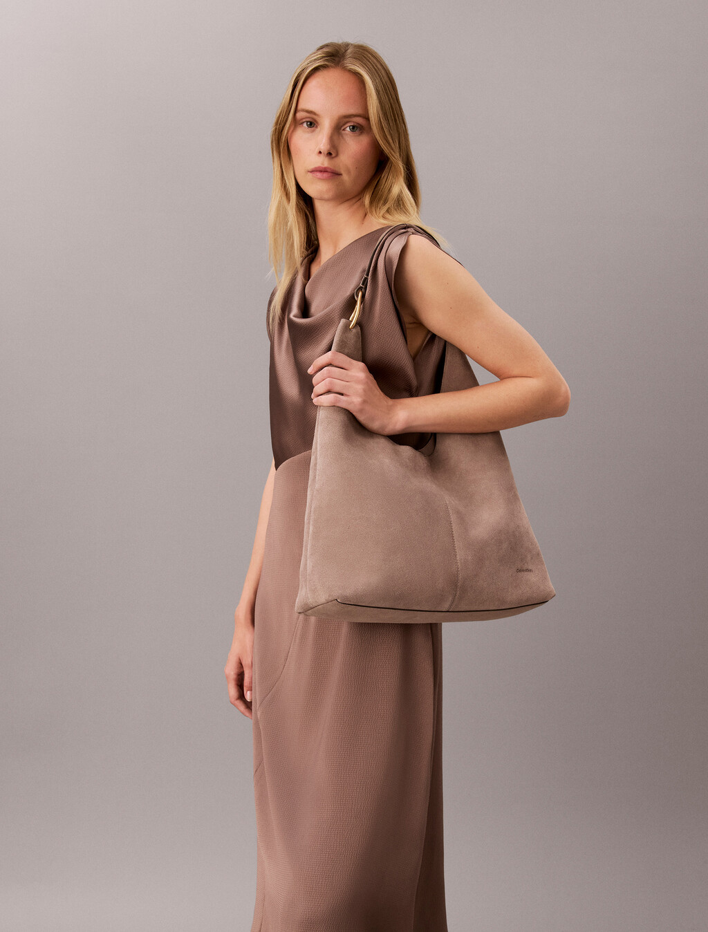 Large Soft Suede Shoulder Bag, Moonstruck Suede, hi-res