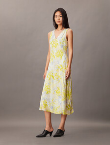 抽象圖案 Ecovero V 領連身裙, 18622 CSW25S_P012+1_Formal Grey, hi-res