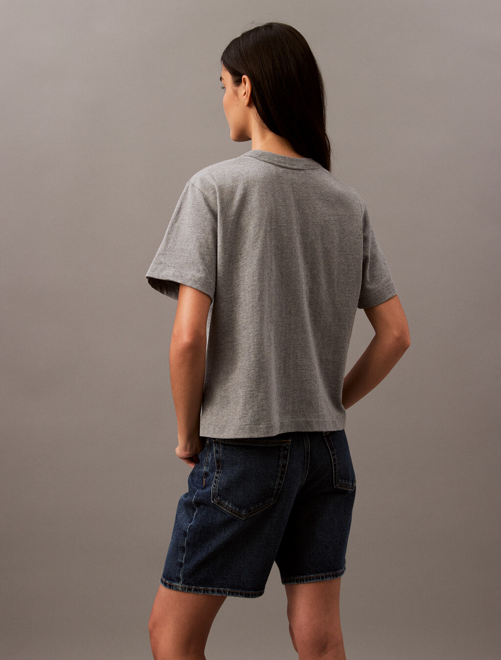 Calvin Klein Hero Modern 方形剪裁 T 恤, Med Gray Heather, hi-res