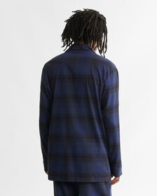 Flannel Long Sleeve Button Down Shirt, 12147 Inform Shadow Plaid+Blue Shadow, hi-res