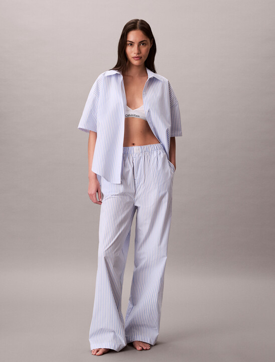 Cotton Poplin Pyjama Button-Down Shirt
