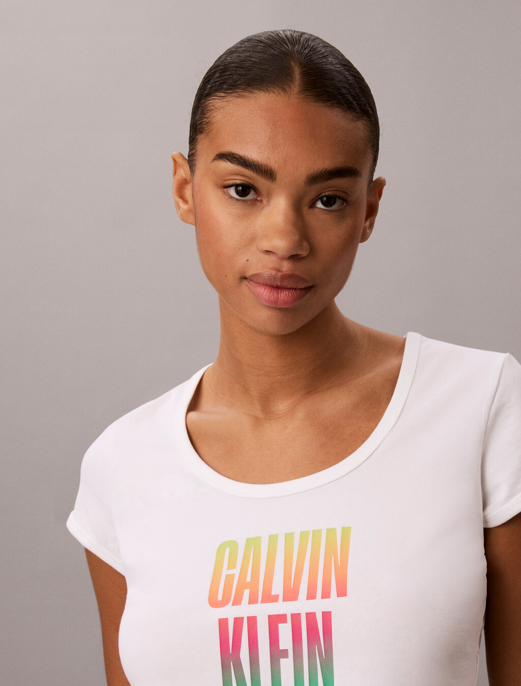 Slim Stretch Logo T-shirt - Pride, Bright White, hi-res