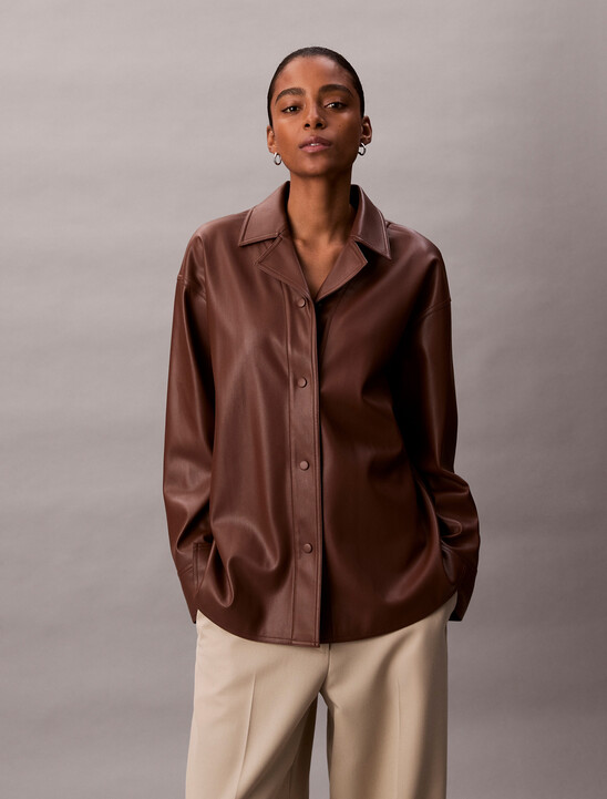 Relaxed Faux Leather Shirt
