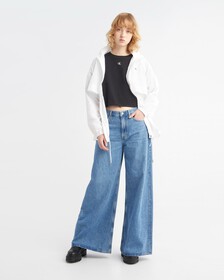 Fitted Waist Zip Up Jacket, Bright White, hi-res