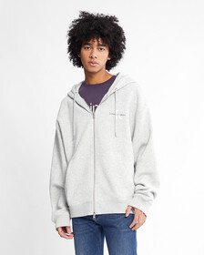 Monogram Zip Up Hoodie, LT GREY HEATHER, hi-res