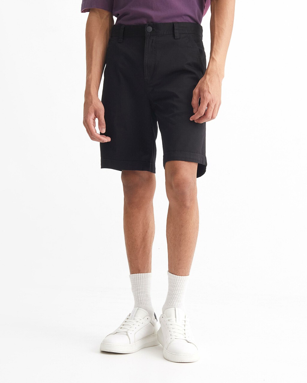 CORE ESSENTIALS 棉質斜紋短褲, Ck Black, hi-res