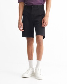 CORE ESSENTIALS 棉質斜紋短褲, Ck Black, hi-res