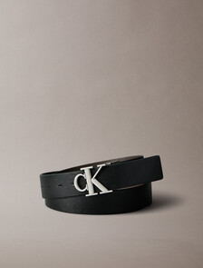 CK 搭扣雙面皮革腰帶, Black/CK Dark Brown/Antique Silver, hi-res