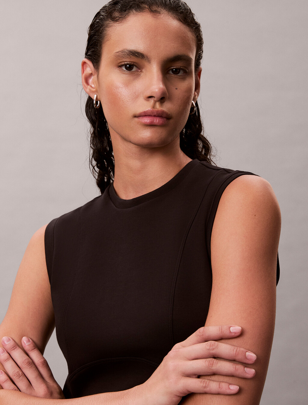 Jersey Fit and Flare Dress, Black, hi-res