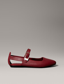 Leather Airfit® Cushioned Ballerinas, New Maroon, hi-res