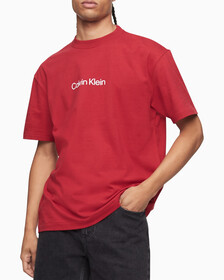 Calvin Logo 圓領上衣, KARANDA RED-640, hi-res