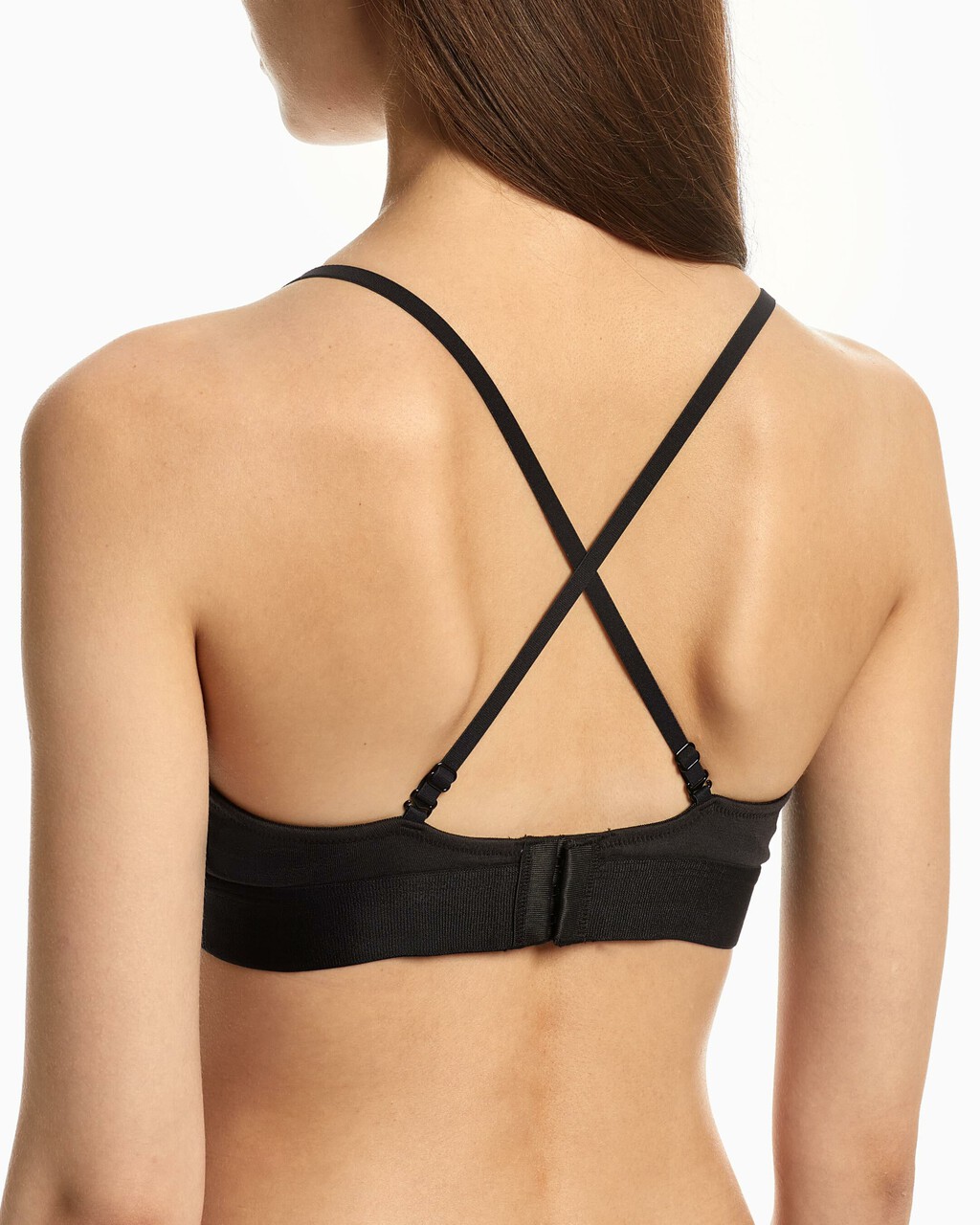 Embossed Icon Cotton Lightly Lined Triangle Bra, Black, hi-res