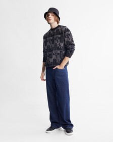 All Over Print Monogram Sweater, Ck Black, hi-res