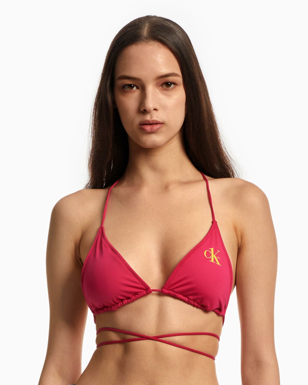 CK One Triangle Bikini Top, Royal Pink, hi-res