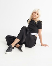 標誌下擺高領上衣, Ck Black, hi-res