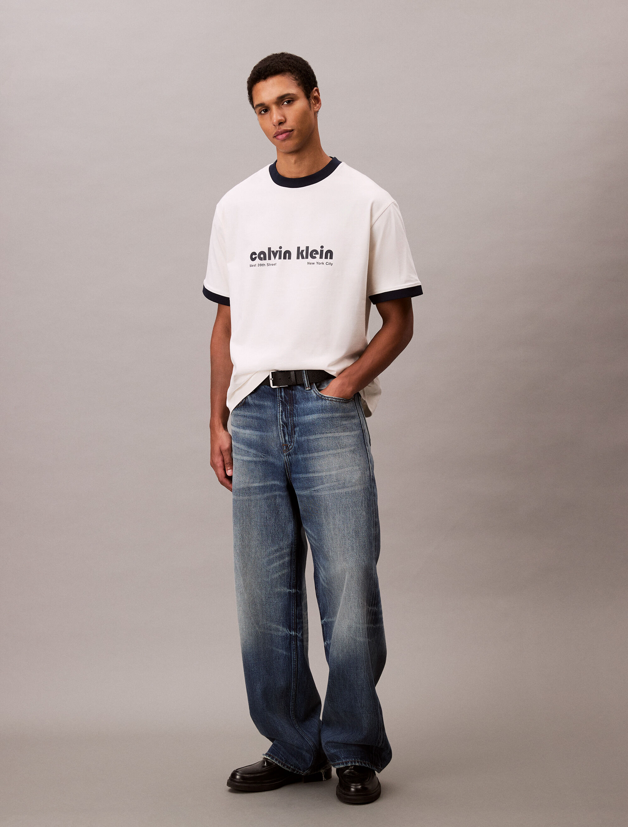 Logo Graphic Relaxed Ringer T-Shirt | natural | Calvin Klein