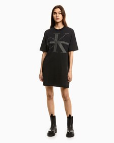 黑色經典 MONOGRAM T 裇連身裙, Ck Black, hi-res