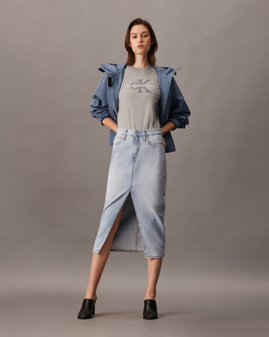 Organic Cotton Towel Monogram Tee grey Calvin Klein Hong Kong